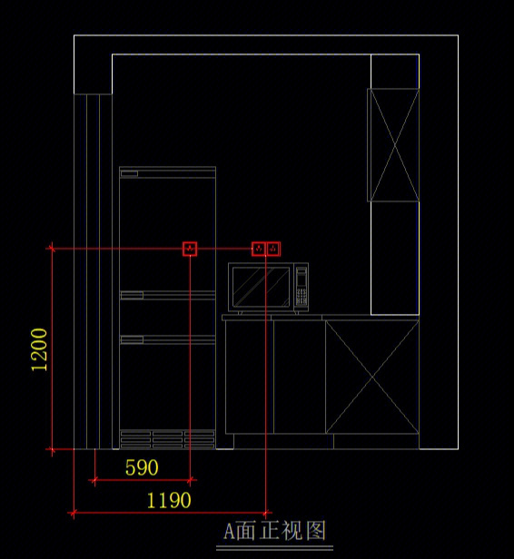 厨房水电放样图图片