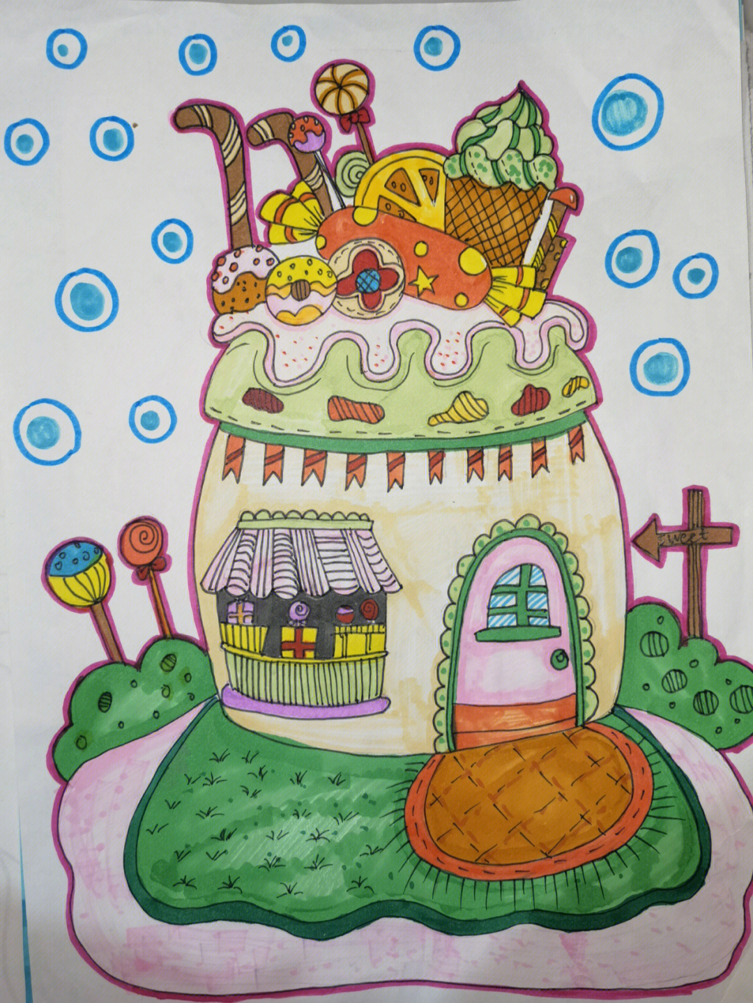 画一幅美丽的糖果屋图片