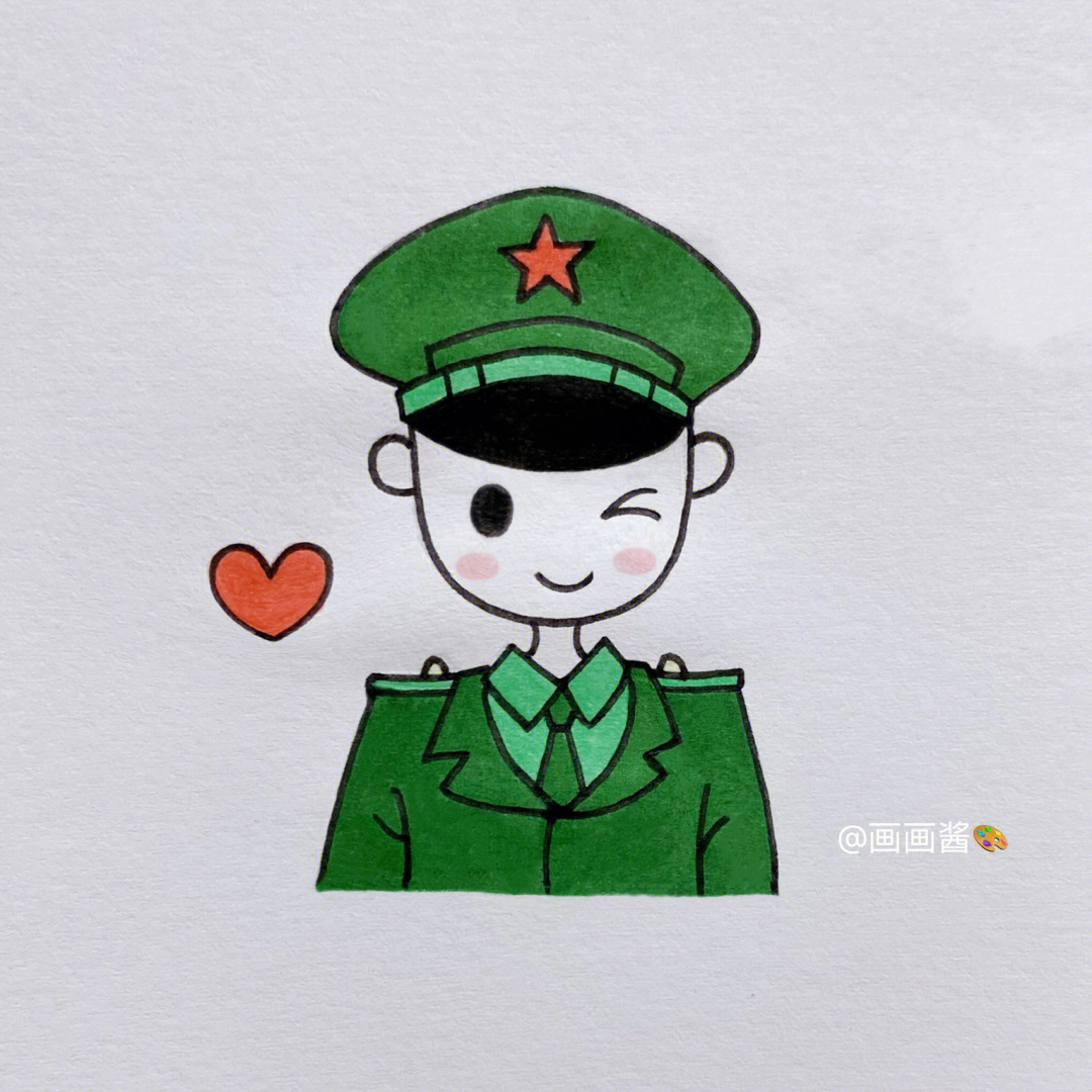 中国士兵简笔画军人图片