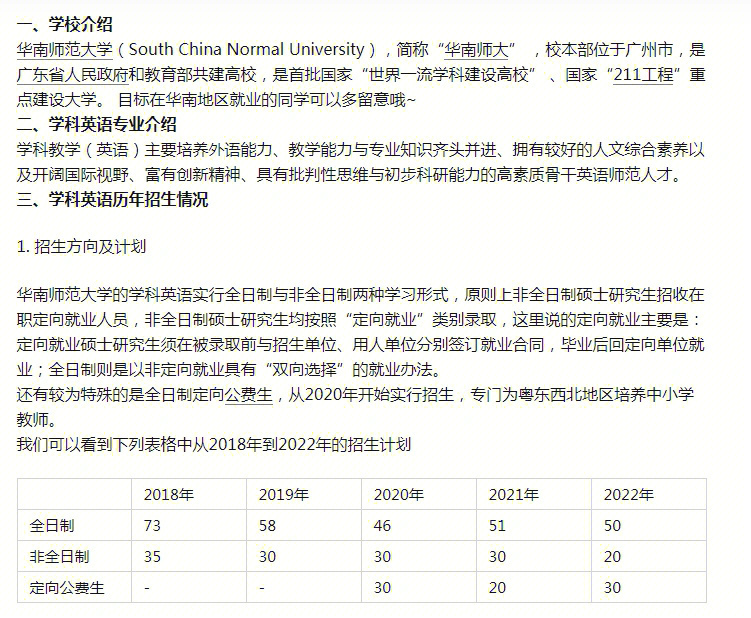 华南师范大学学科英语23考研考情分析