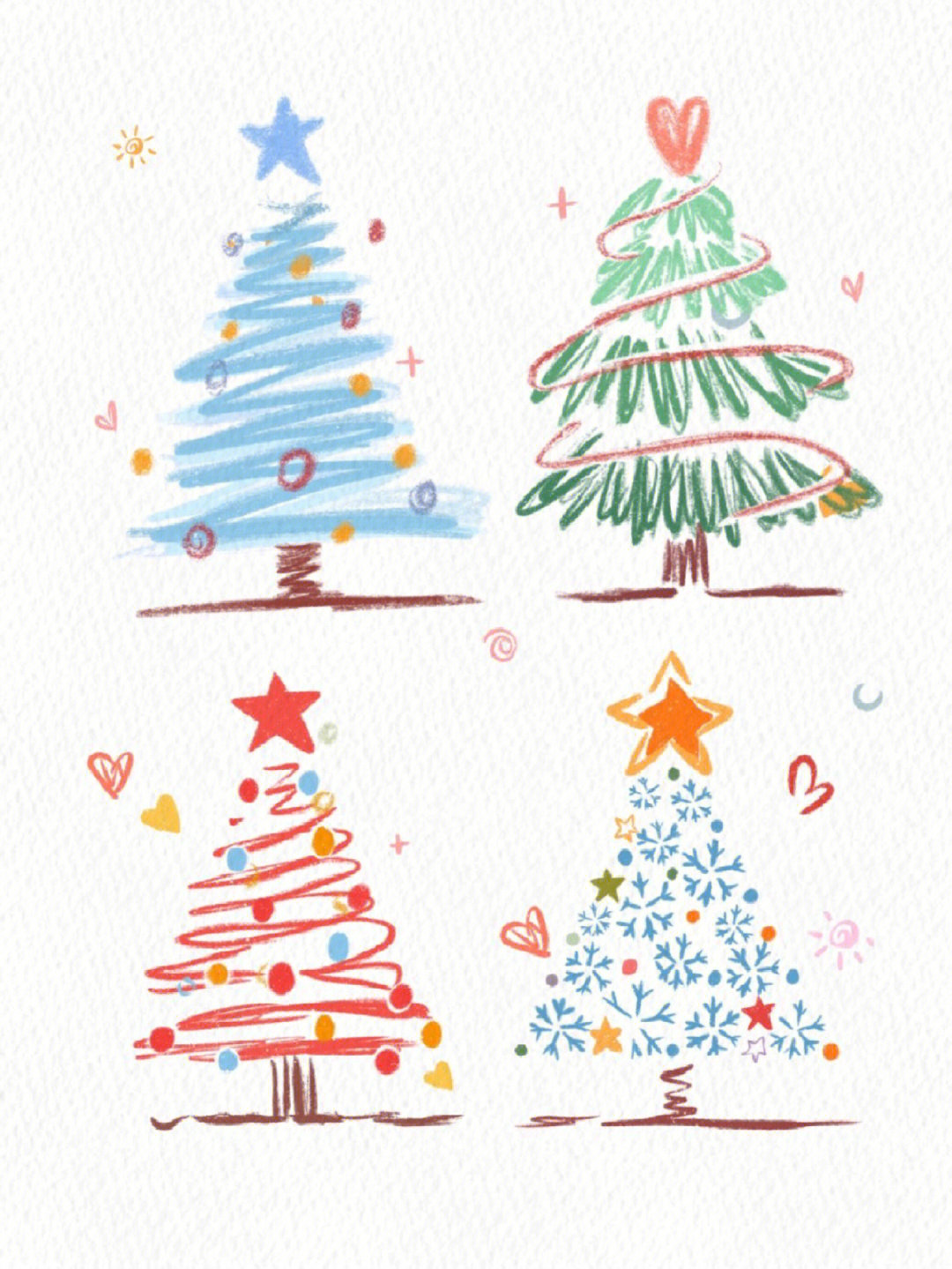 圣诞节素材简笔画彩色图片
