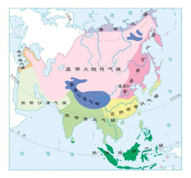 亚洲气候分布图带名称图片