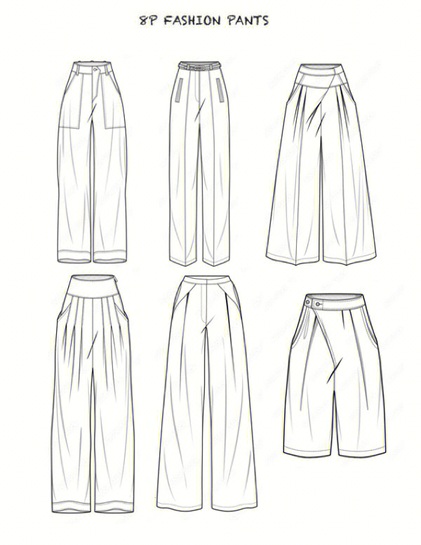 服装设计手稿裤子设计基础必备服装线稿