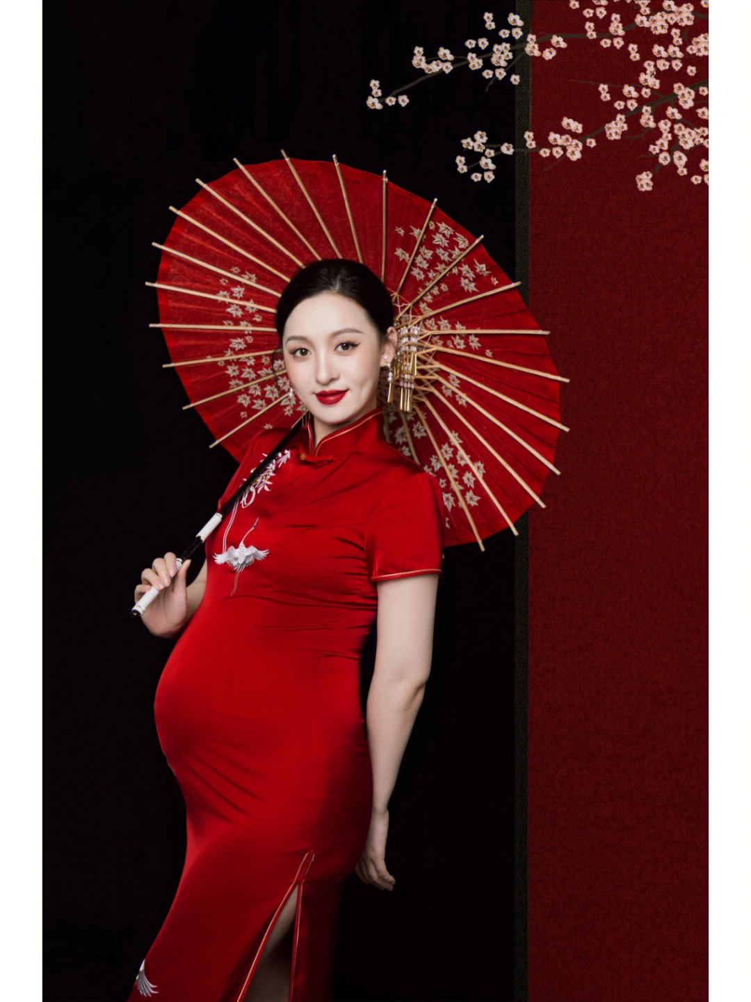孕妇旗袍九个月图片