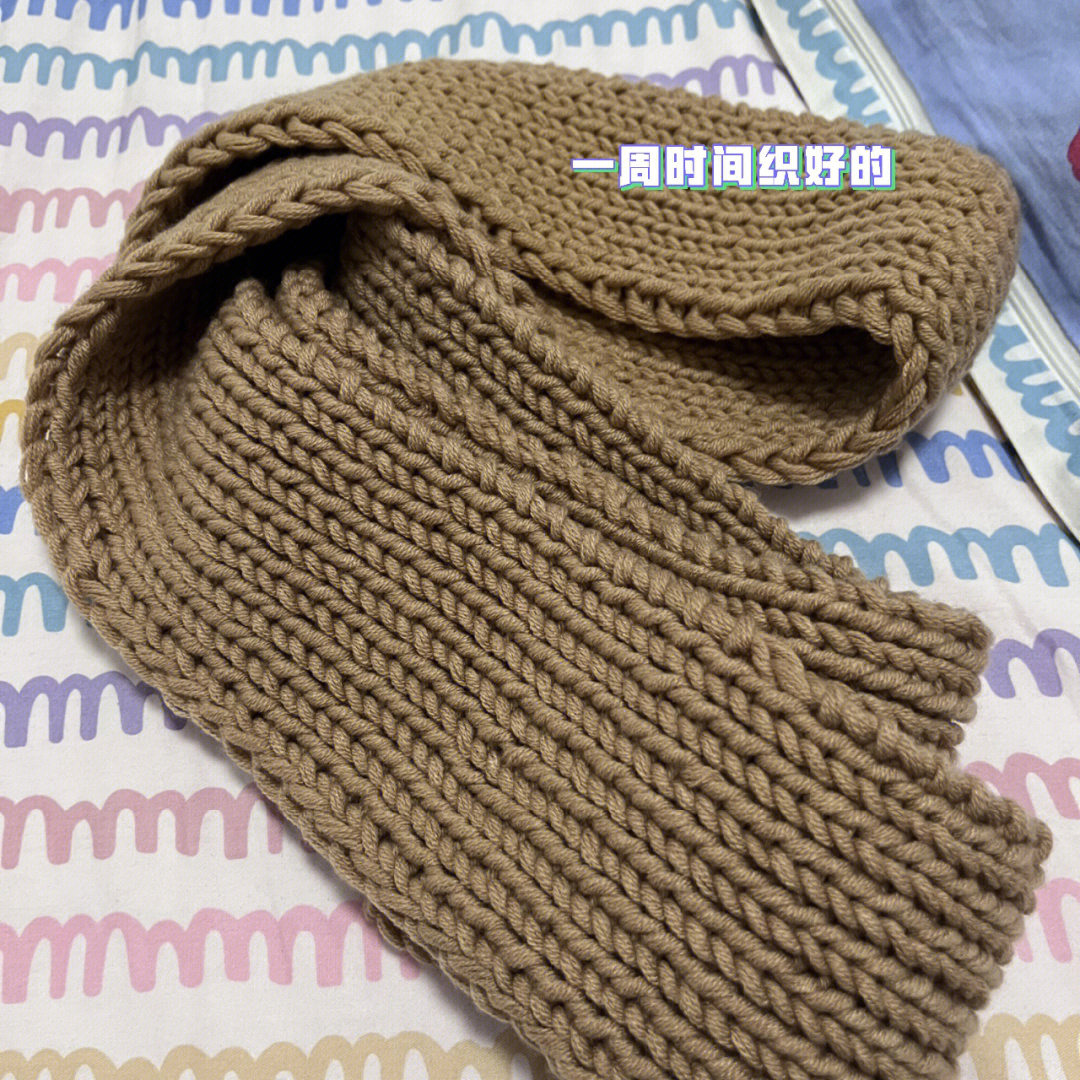 交叉平针围巾的织法图片
