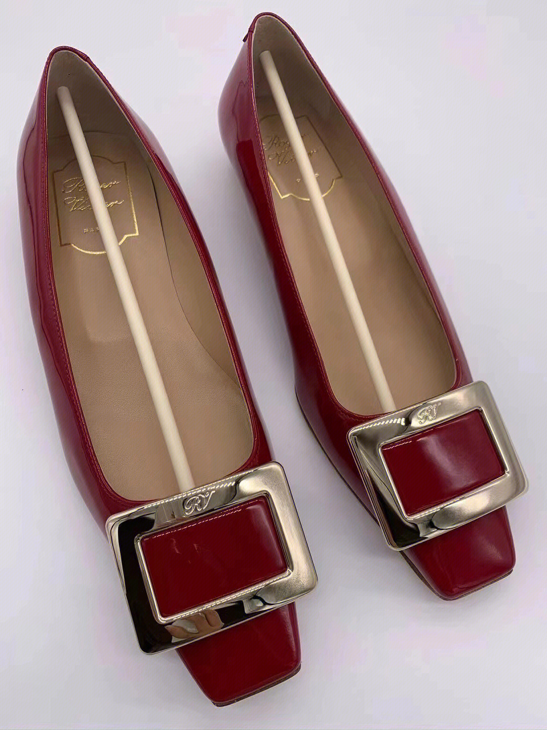 rv漆皮红色平跟女鞋25cm