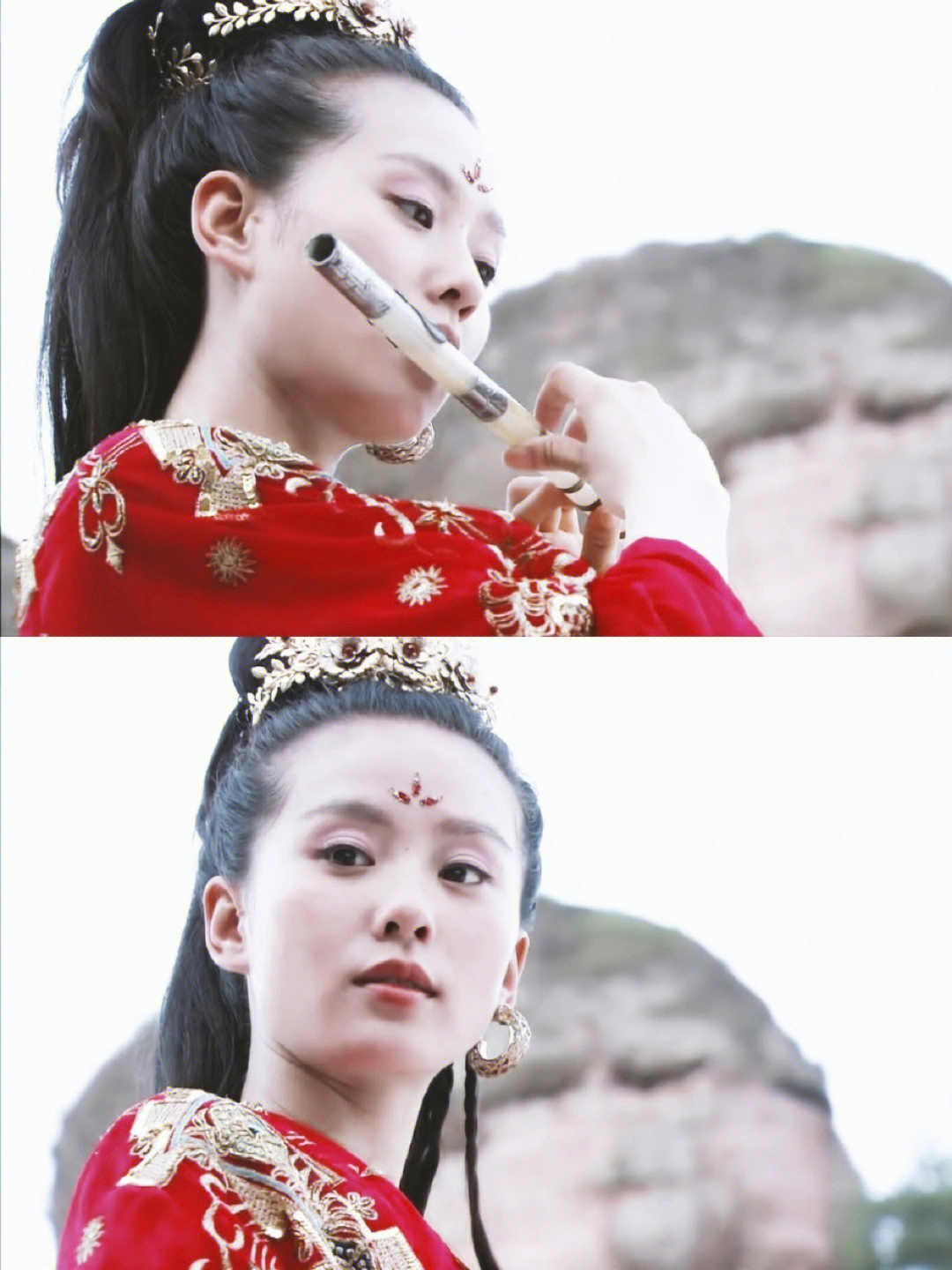 轩辕剑里玉儿穿一身红衣吹笛的场景真的绝美 花钿也是点睛之笔 刘诗诗