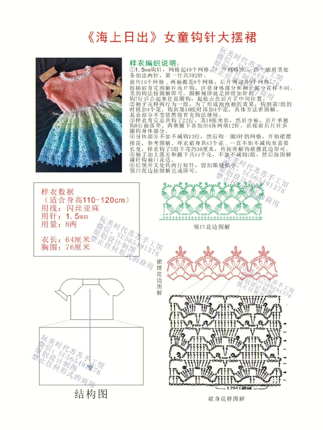 儿童毛线公主裙编织法图片