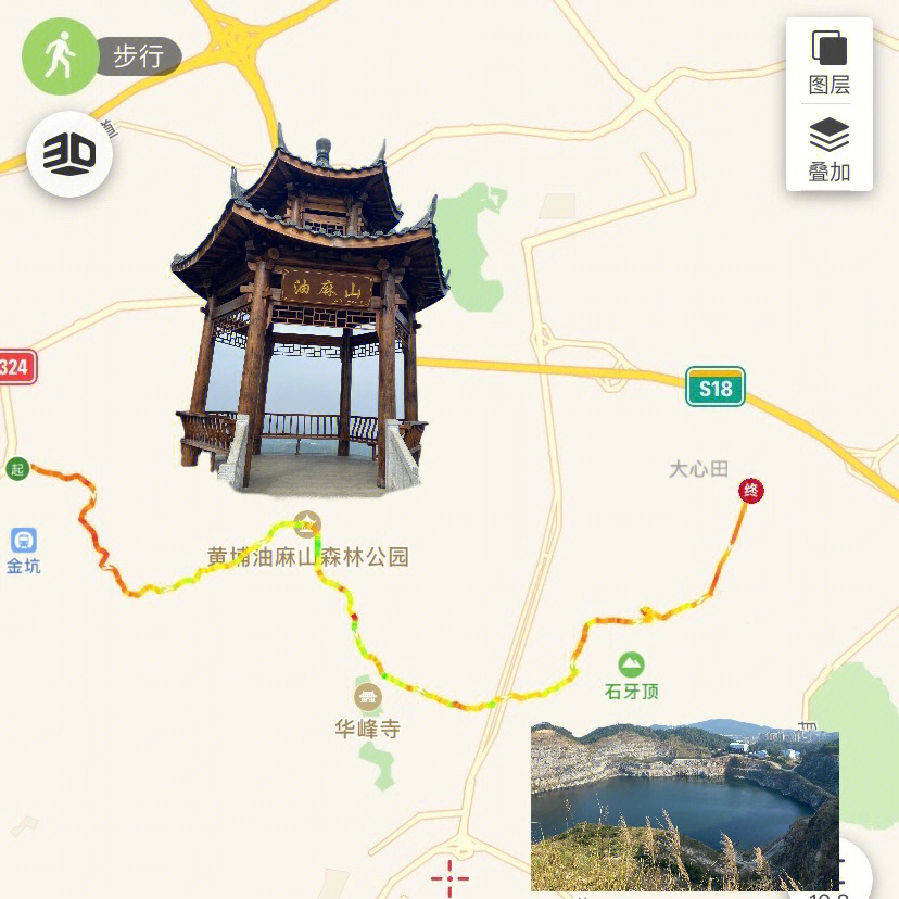 油麻山徒步路线图图片