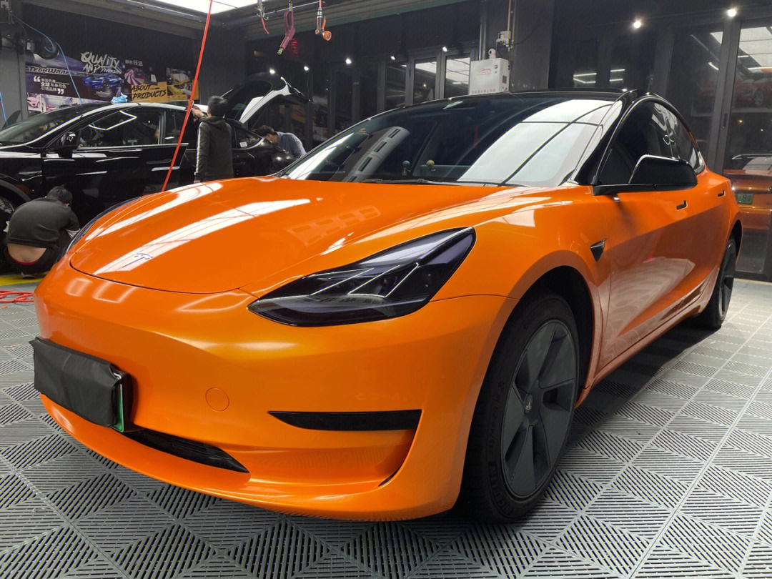 特斯拉model3阳光橙改色