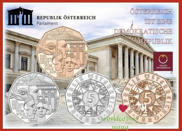 维也纳议会大楼重新开放2022年奥地利硬币