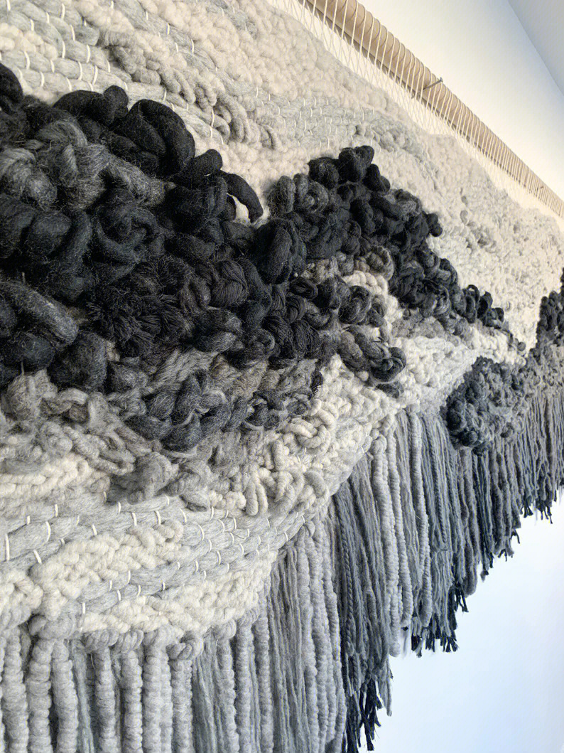纤维艺术装置挂毯黑色和灰色系极具质感