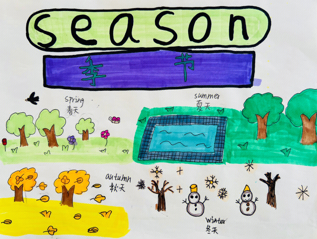 英语四个季节海报图片图片