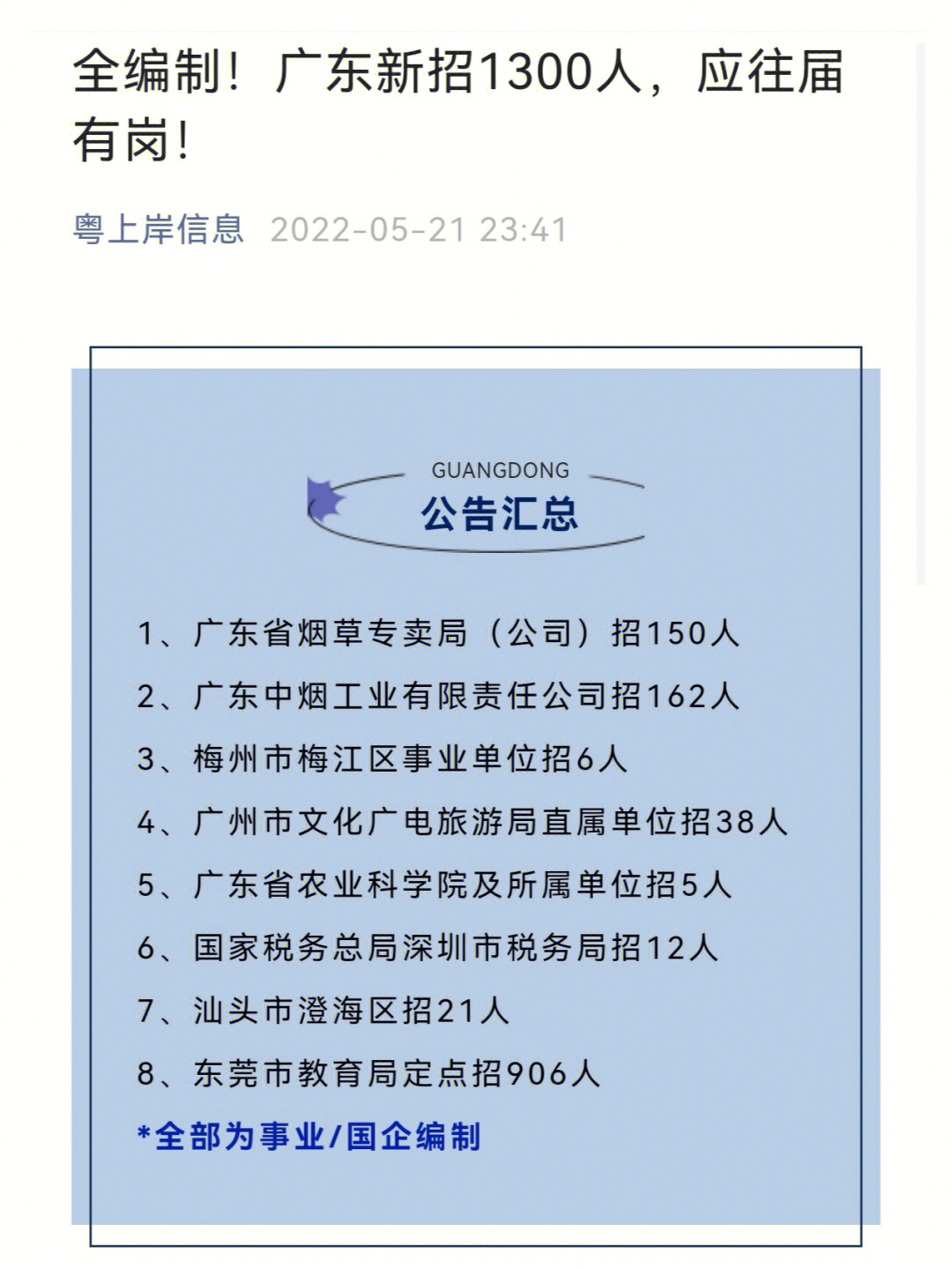 人2,广东中烟工业有限责任公司招162人3,梅州市梅江区事业单位招6人4