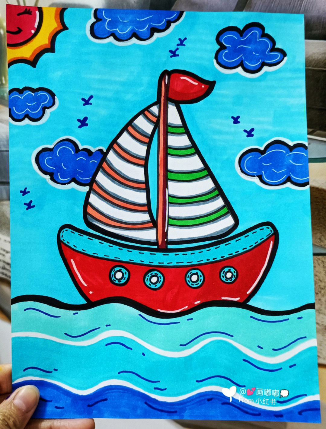 儿童画帆船最简单画法图片