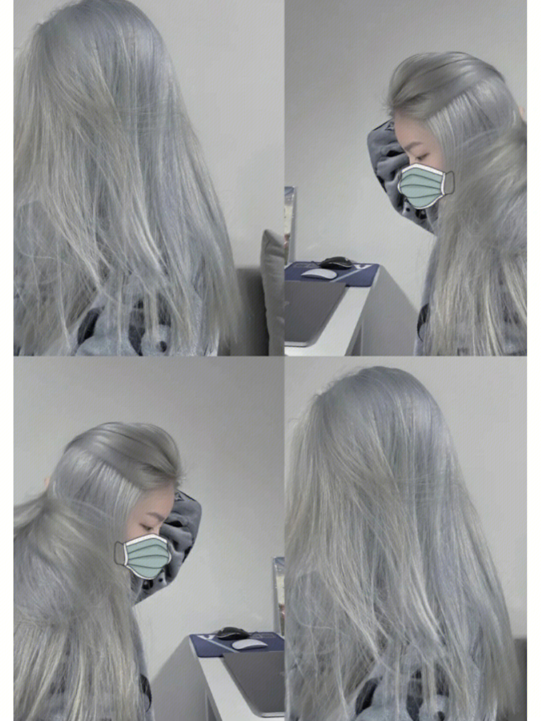 银灰色头发暗色图片