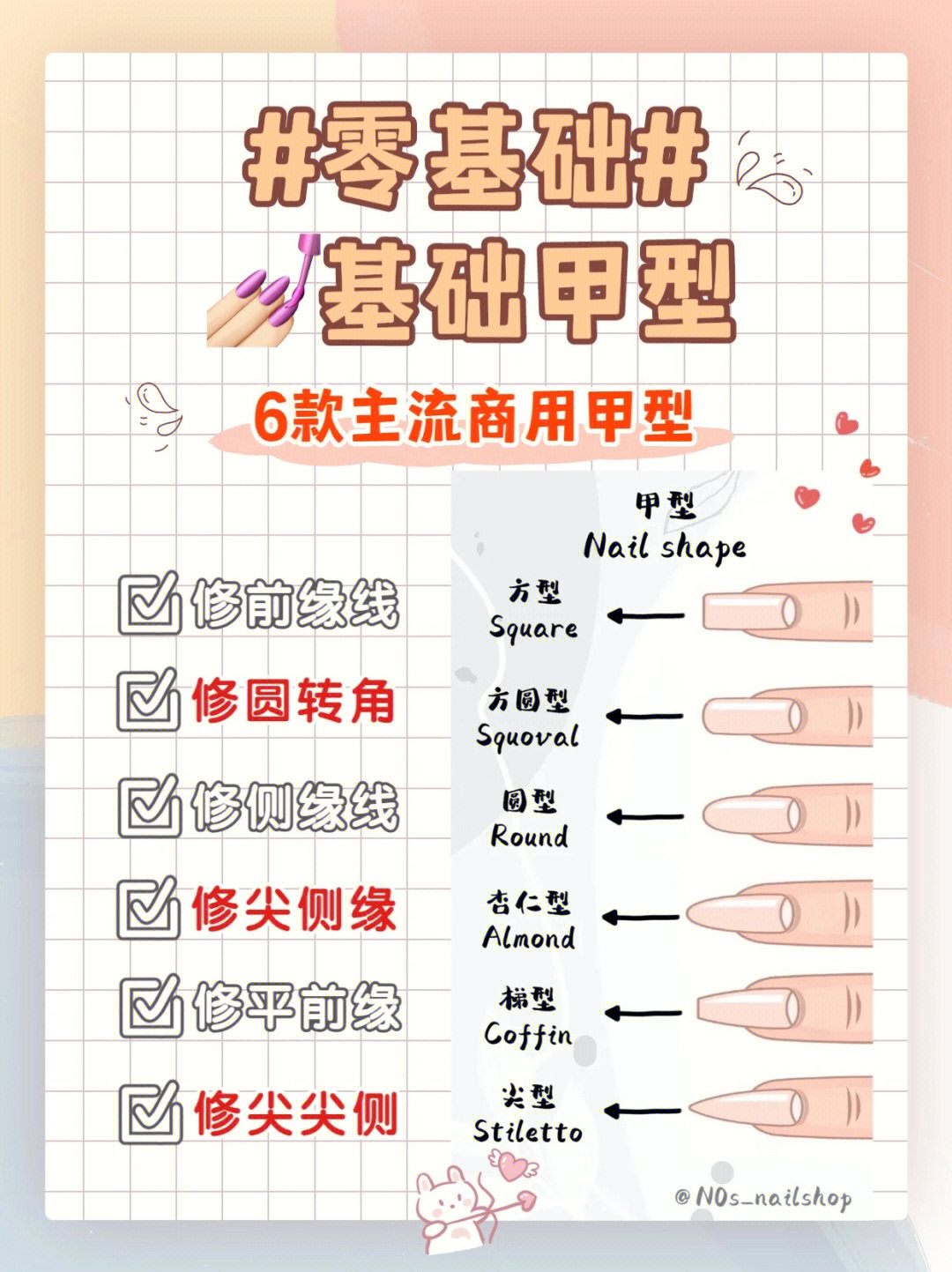 零基础学美甲第一课用挫条打磨甲型