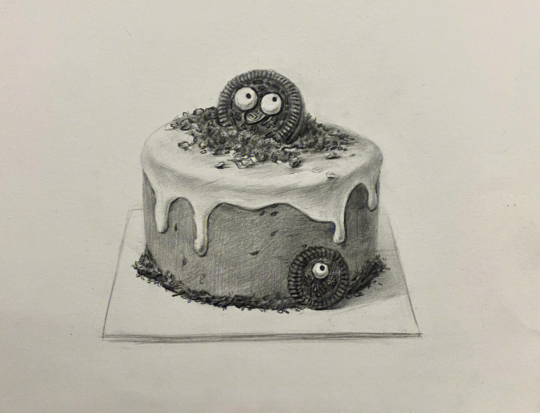素描生日蛋糕图片写实图片