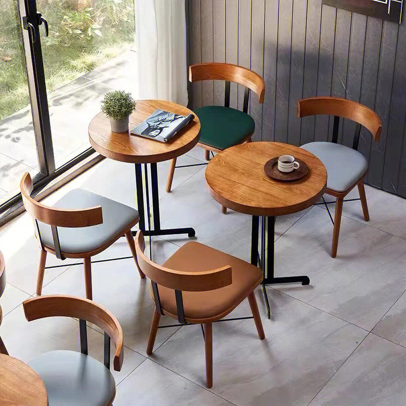 奶茶店咖啡厅休闲简约实木桌椅餐厅家具定制