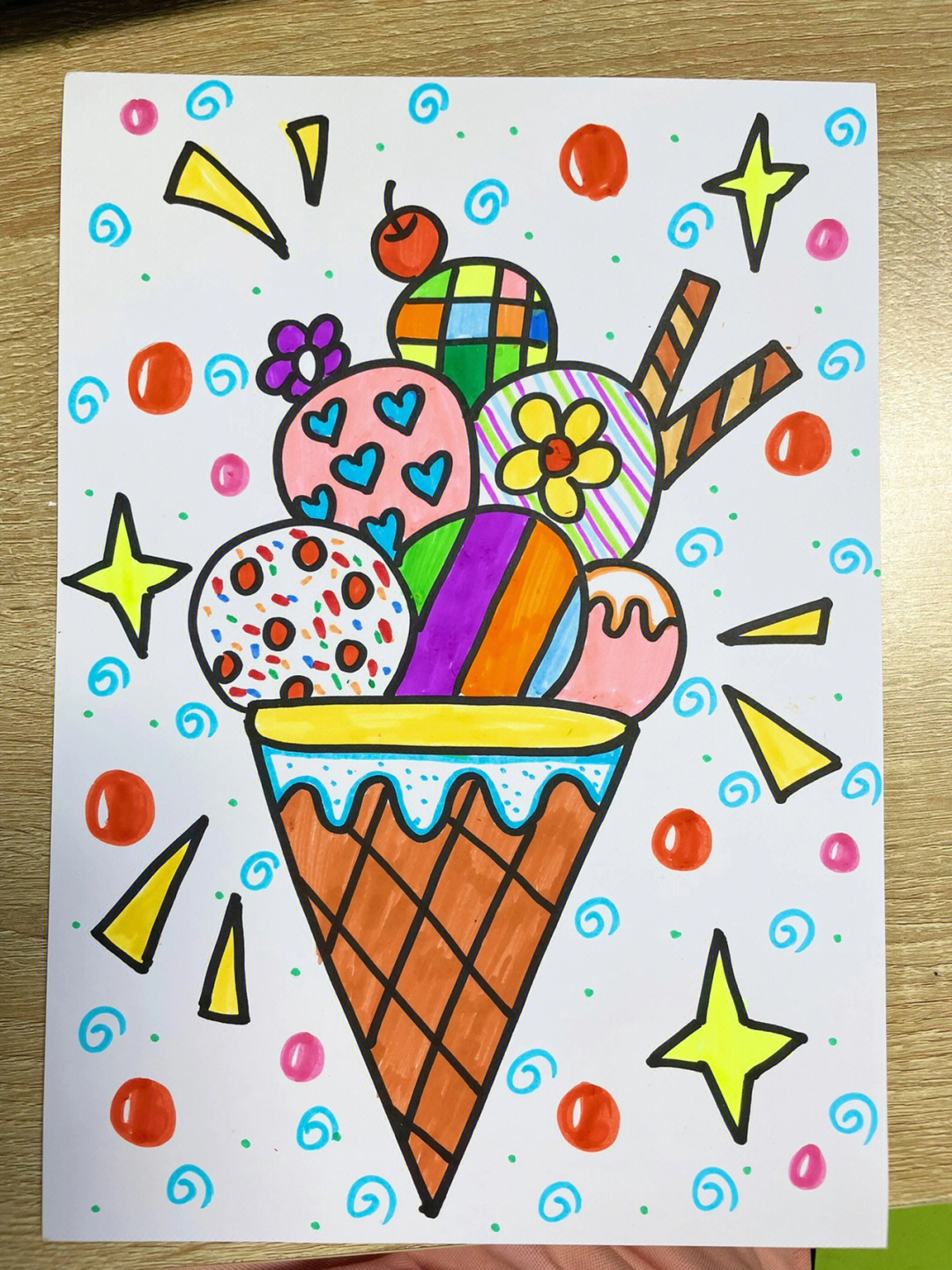 画冰淇淋教师图片