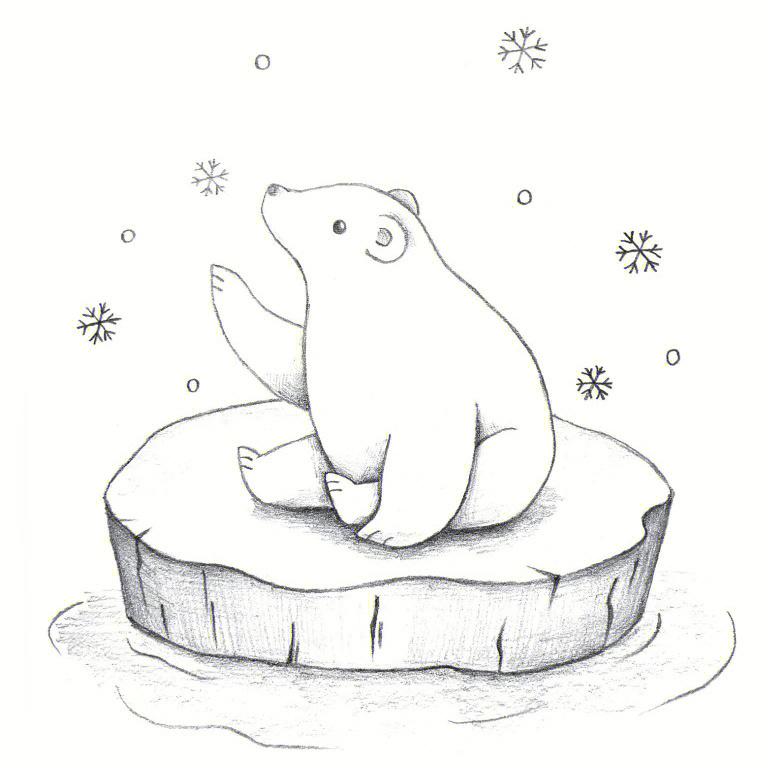 孤独的北极熊铅笔素描教程呆萌小动物