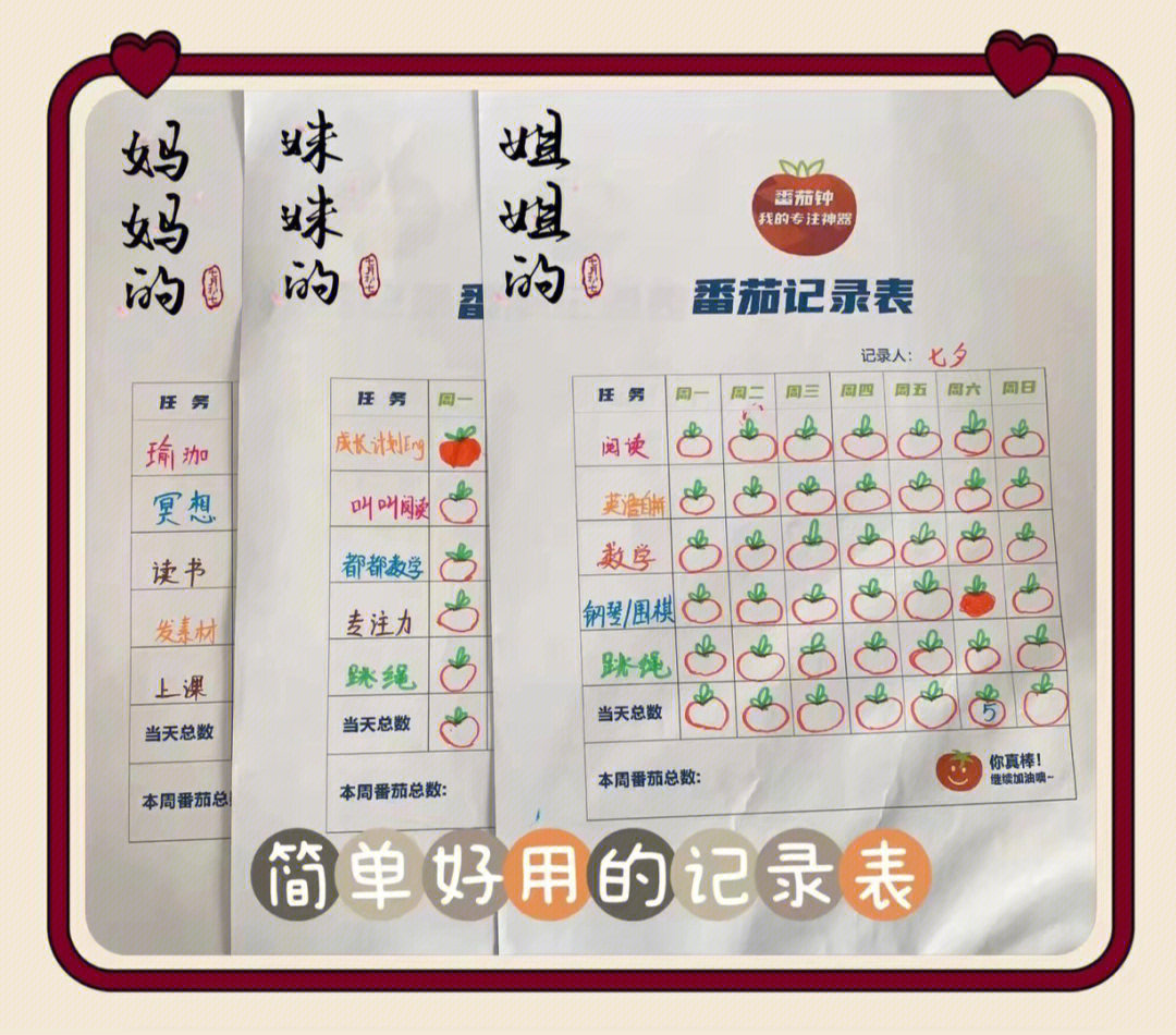 西红柿种植成长记录表图片