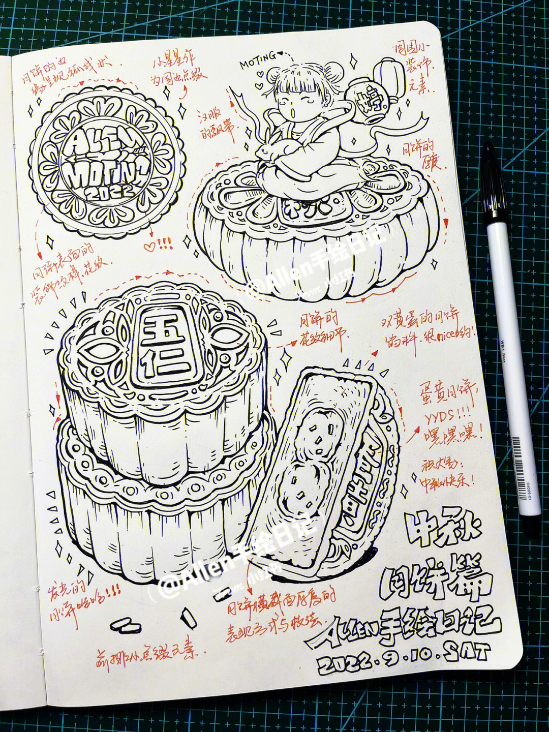 的原创笔记关于视觉传达设计考研手绘素材月饼元素的画法希望大家喜欢