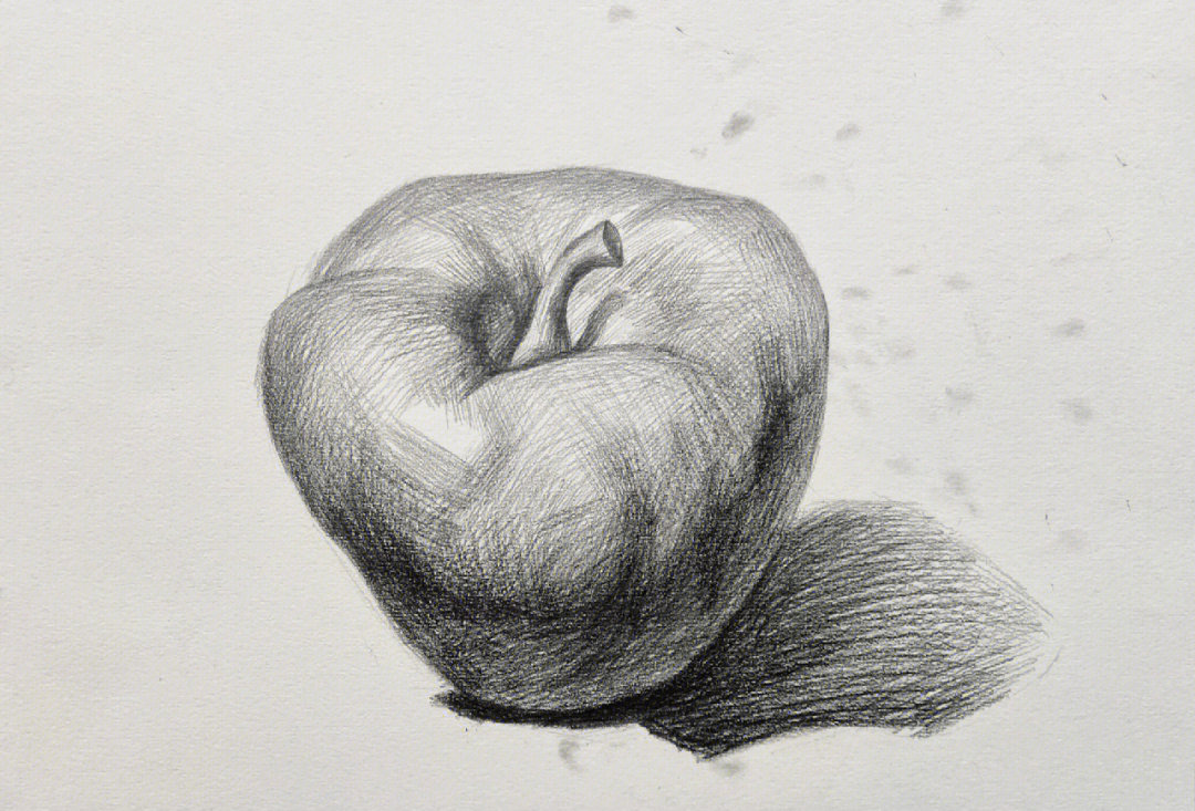 半个苹果结构素描图片