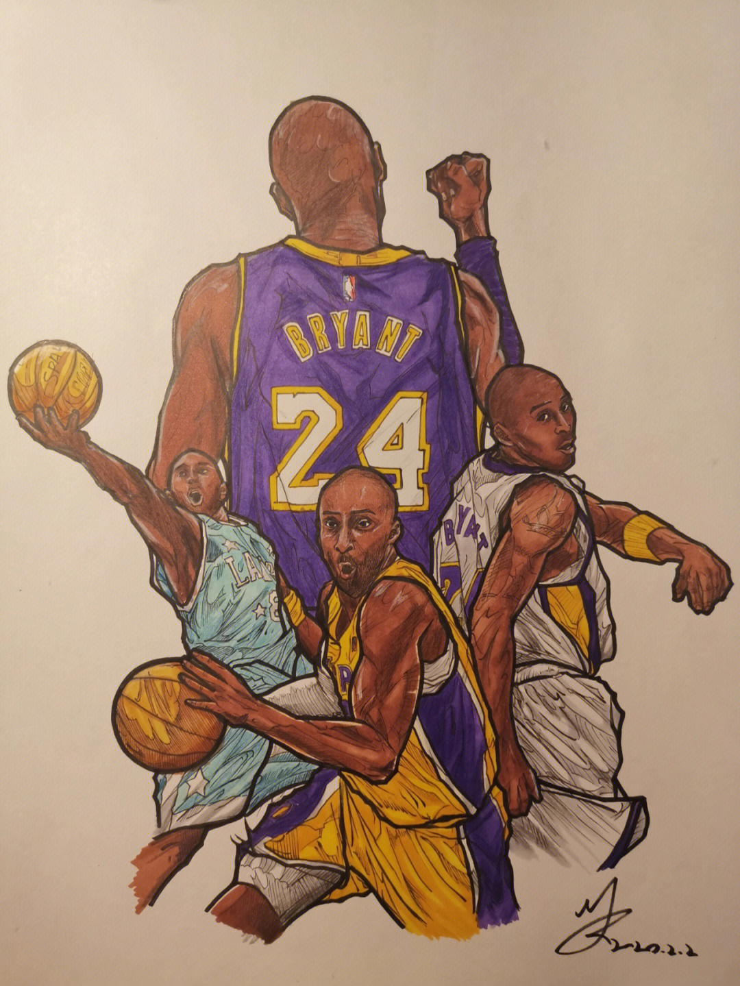 涂上色反而像了,我也不太懂,轻喷吧#画画#手绘#科比#nba