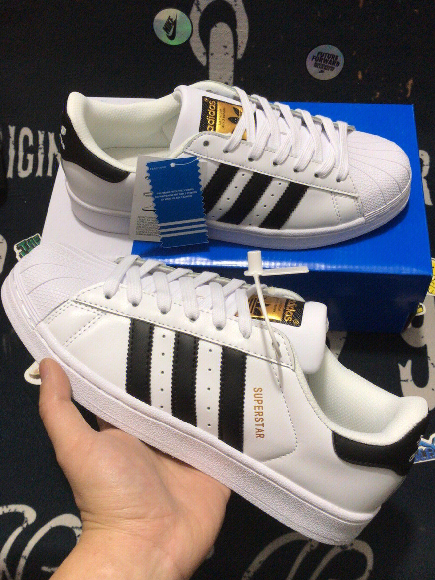 adidas superstar 经典款三叶草金标贝壳头运动休闲板鞋