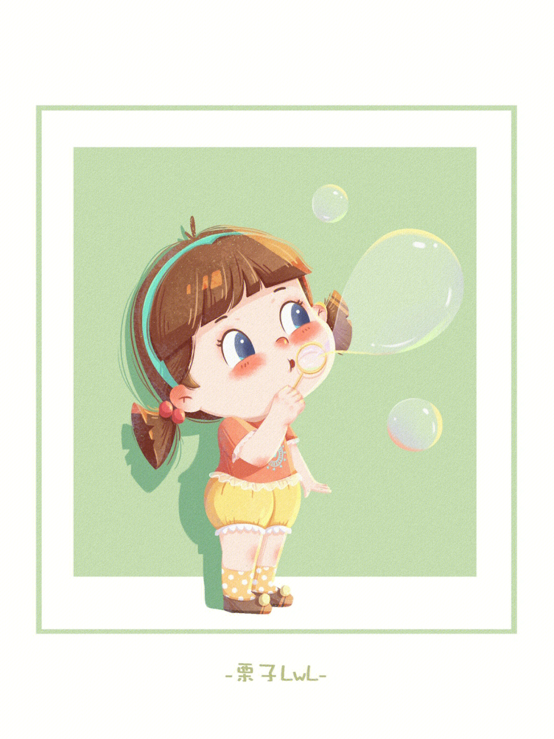 吹泡泡的女孩漫画q版图片