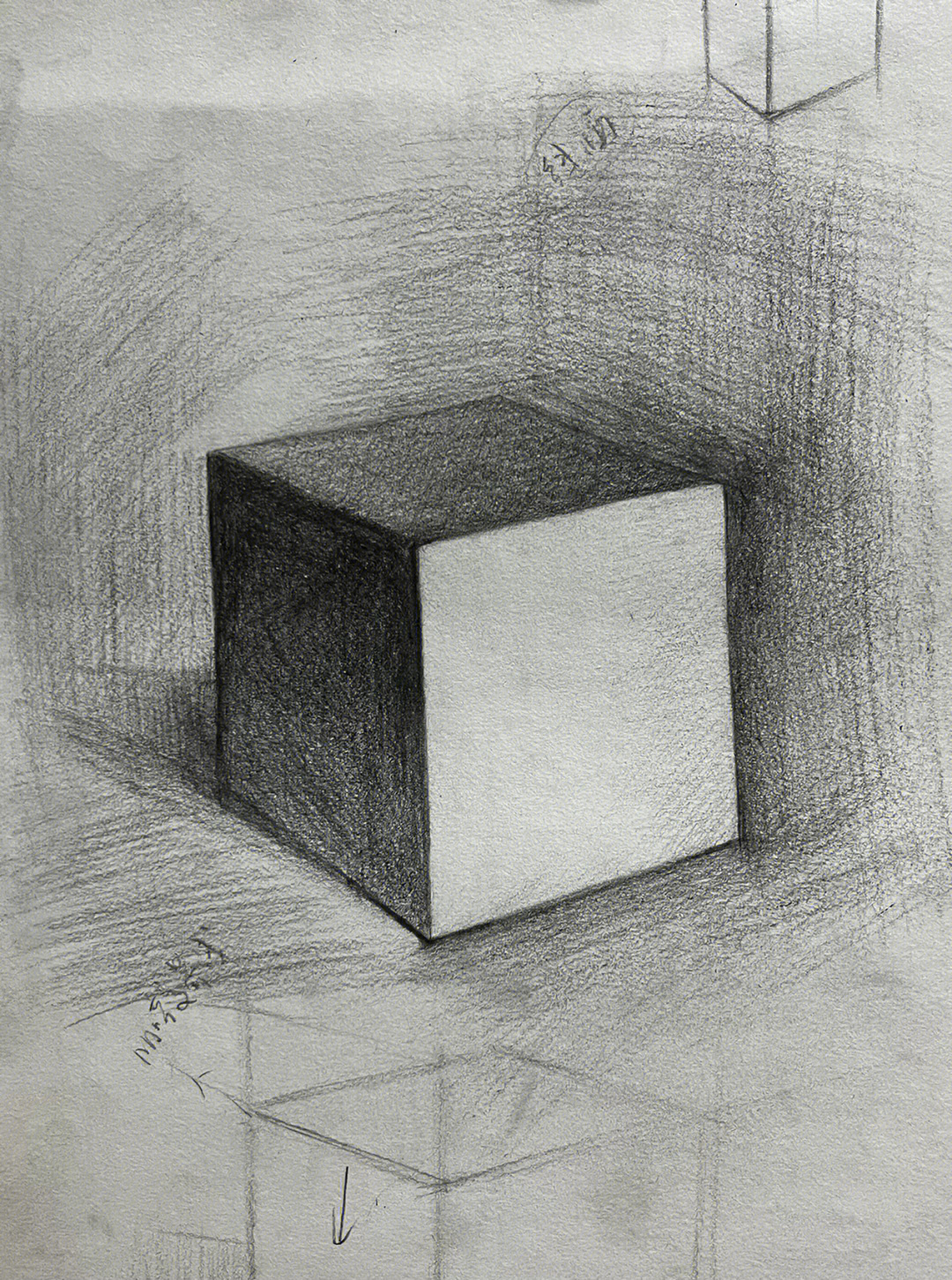 立方体切割素描图片
