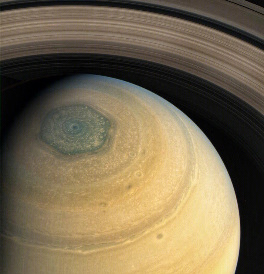 土星北极风暴图片