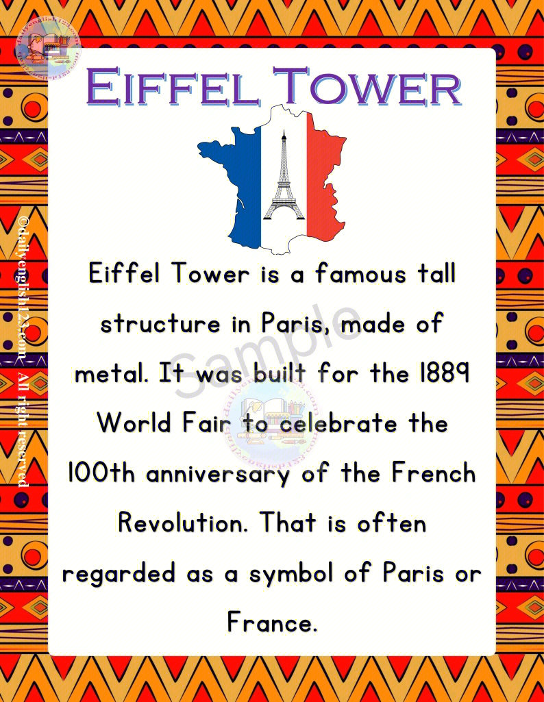 接上两篇:世界著名景点基础写作范文#埃菲尔铁塔 eiffel tower#泰姬