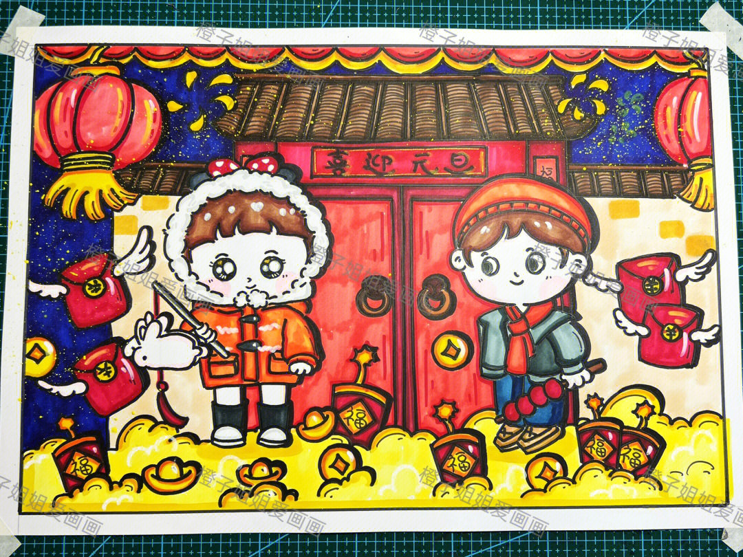 儿童画#创意儿童画#兔年#兔年儿童画#卡通兔#2023#新年#春节