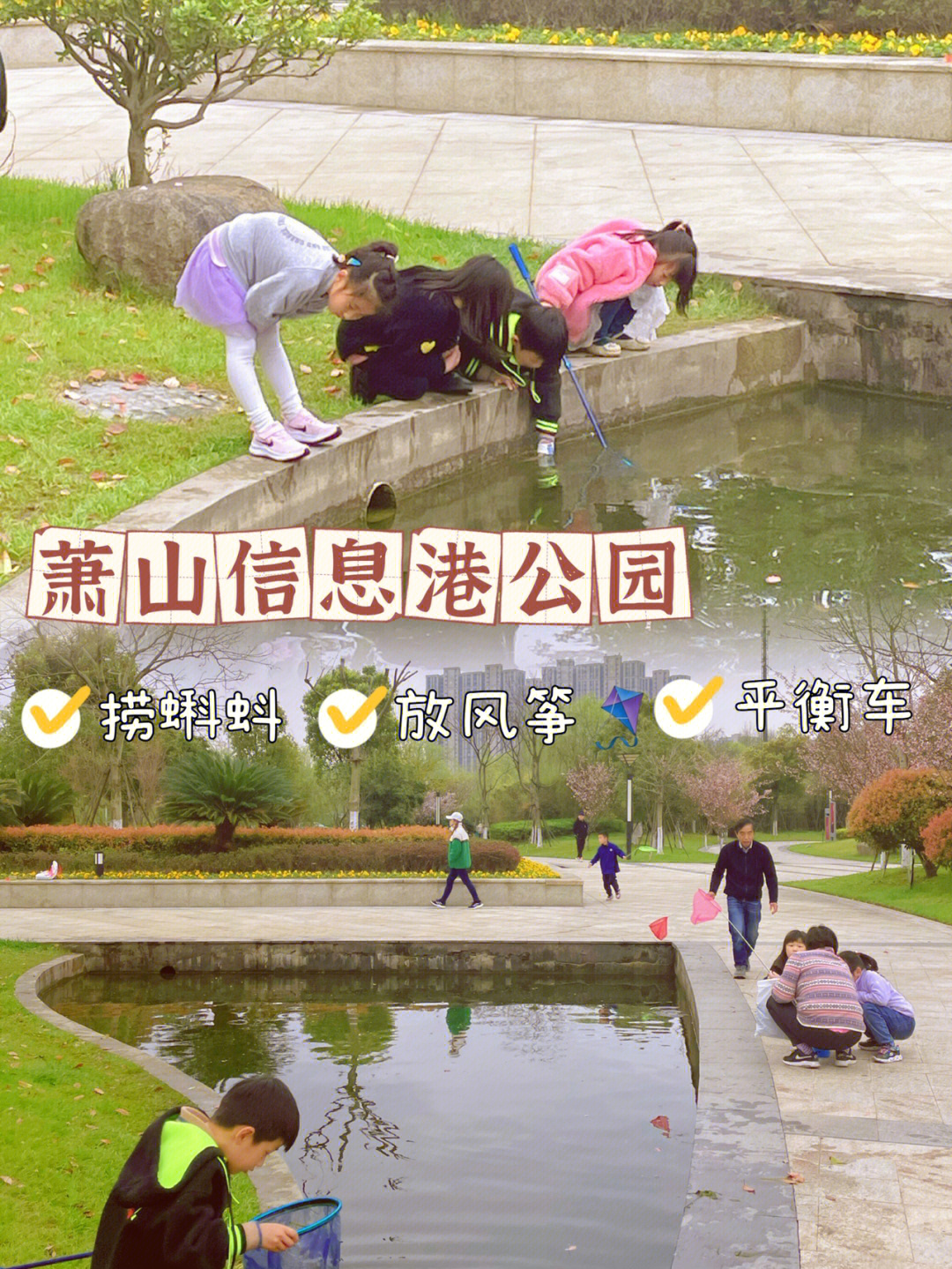 杭州遛娃萧山市区公园体验抓蝌蚪的乐趣74