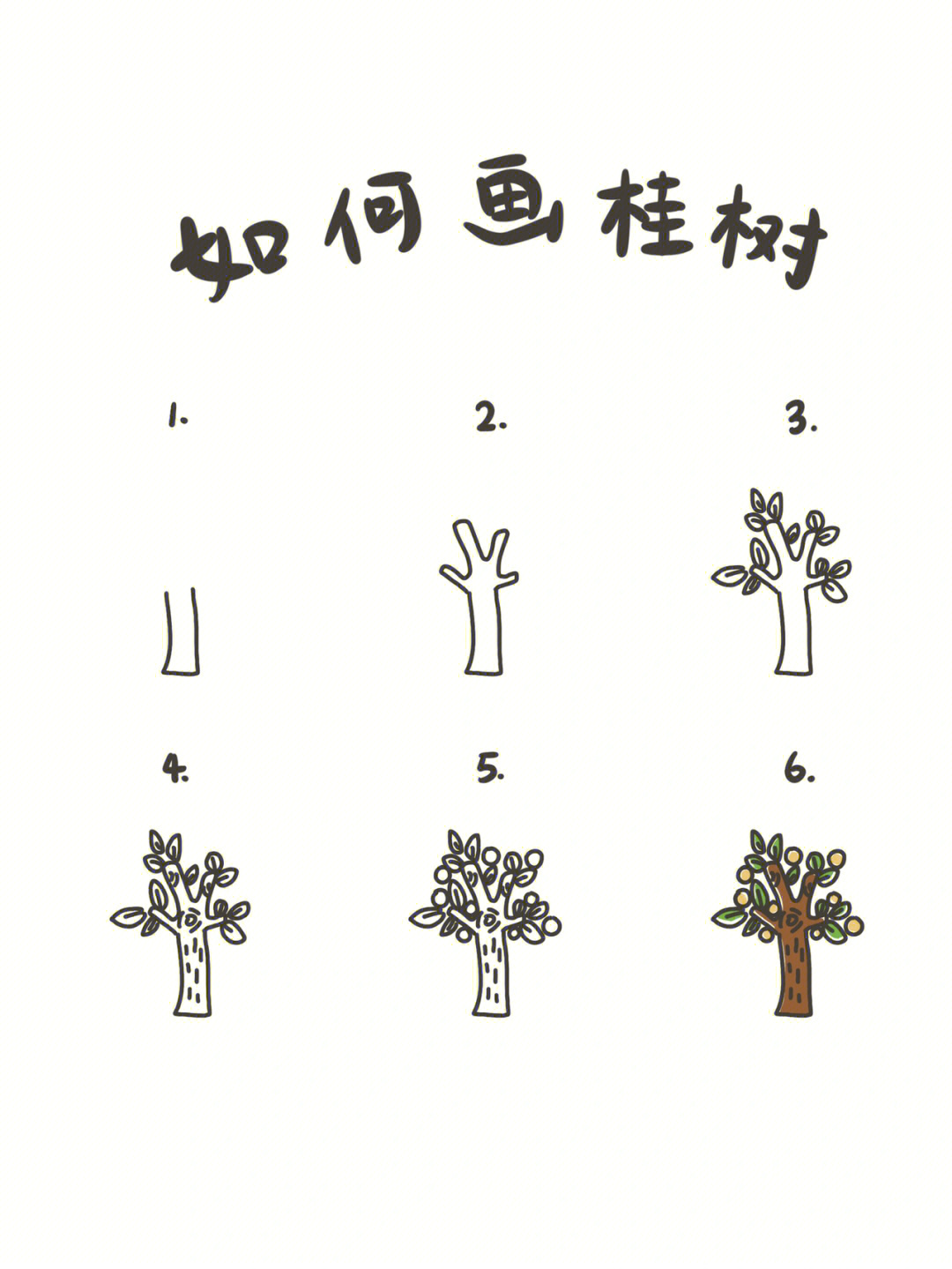 桂花树怎么画儿童画图片