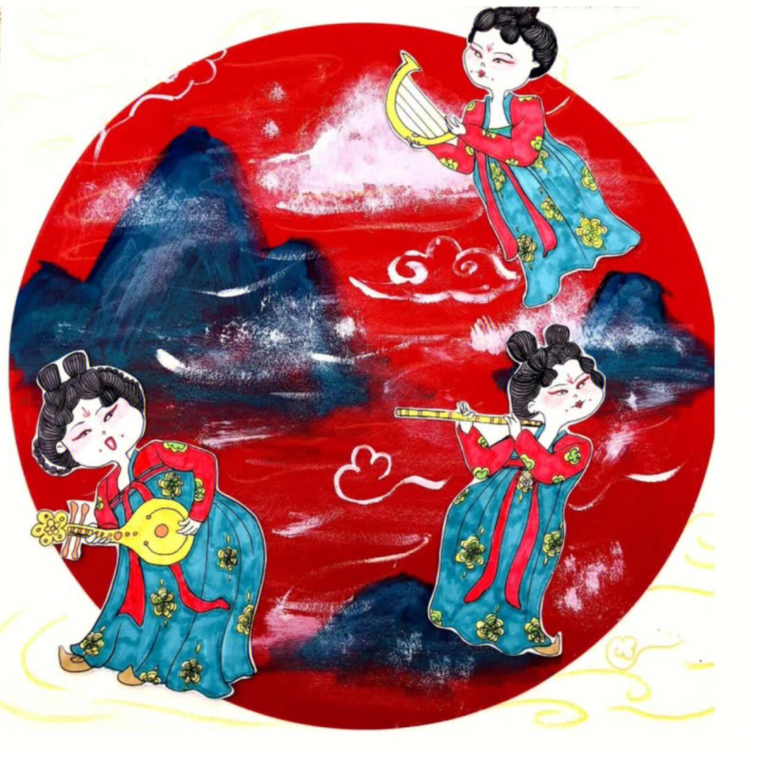 唐宫夜宴儿童绘画步骤图片