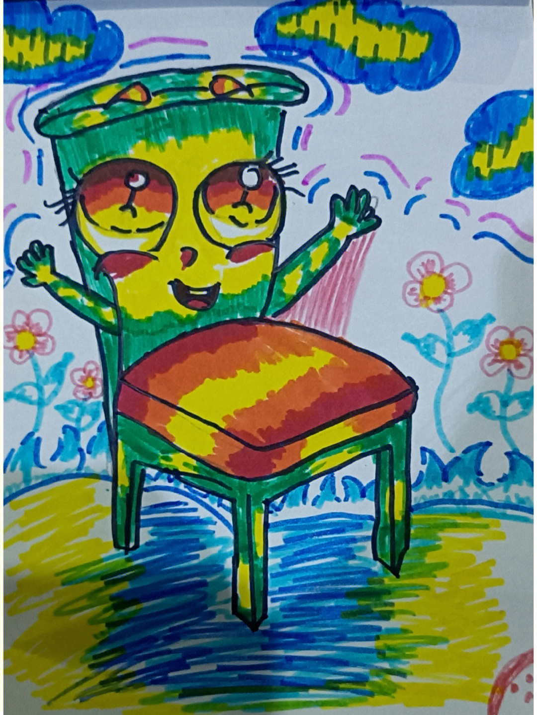 一把椅子儿童画图片
