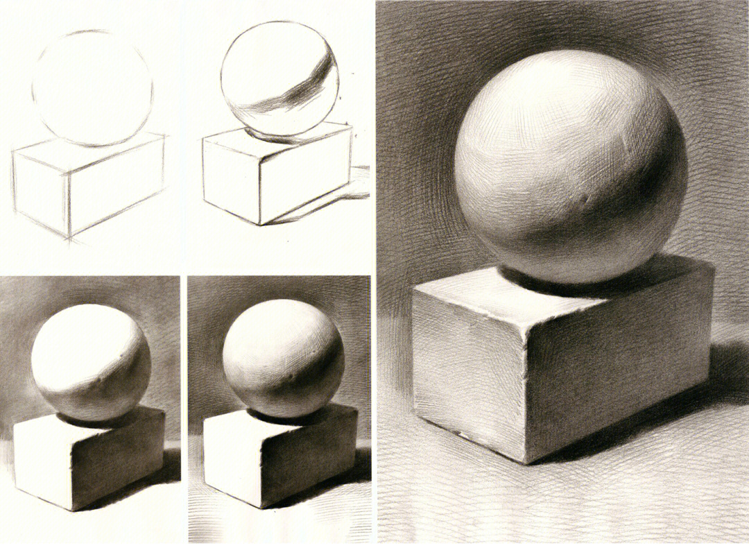 静物素描三个物体图片