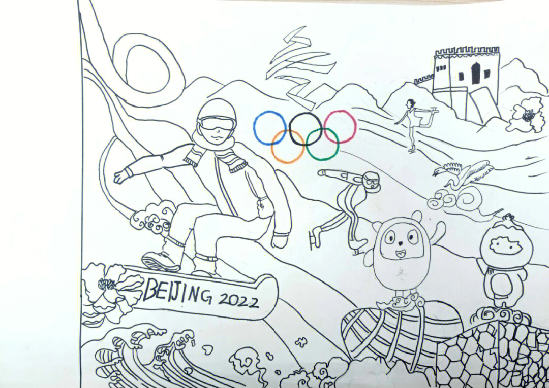 冬奥运动儿童简笔画图片