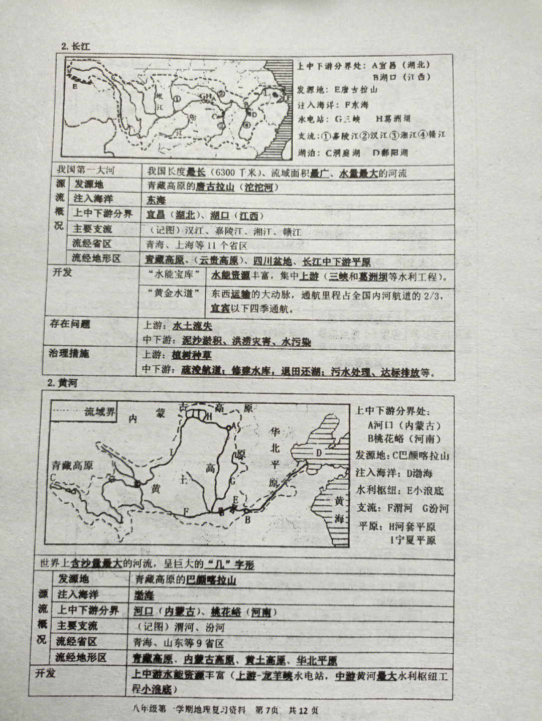 中考地理复习材料八上2