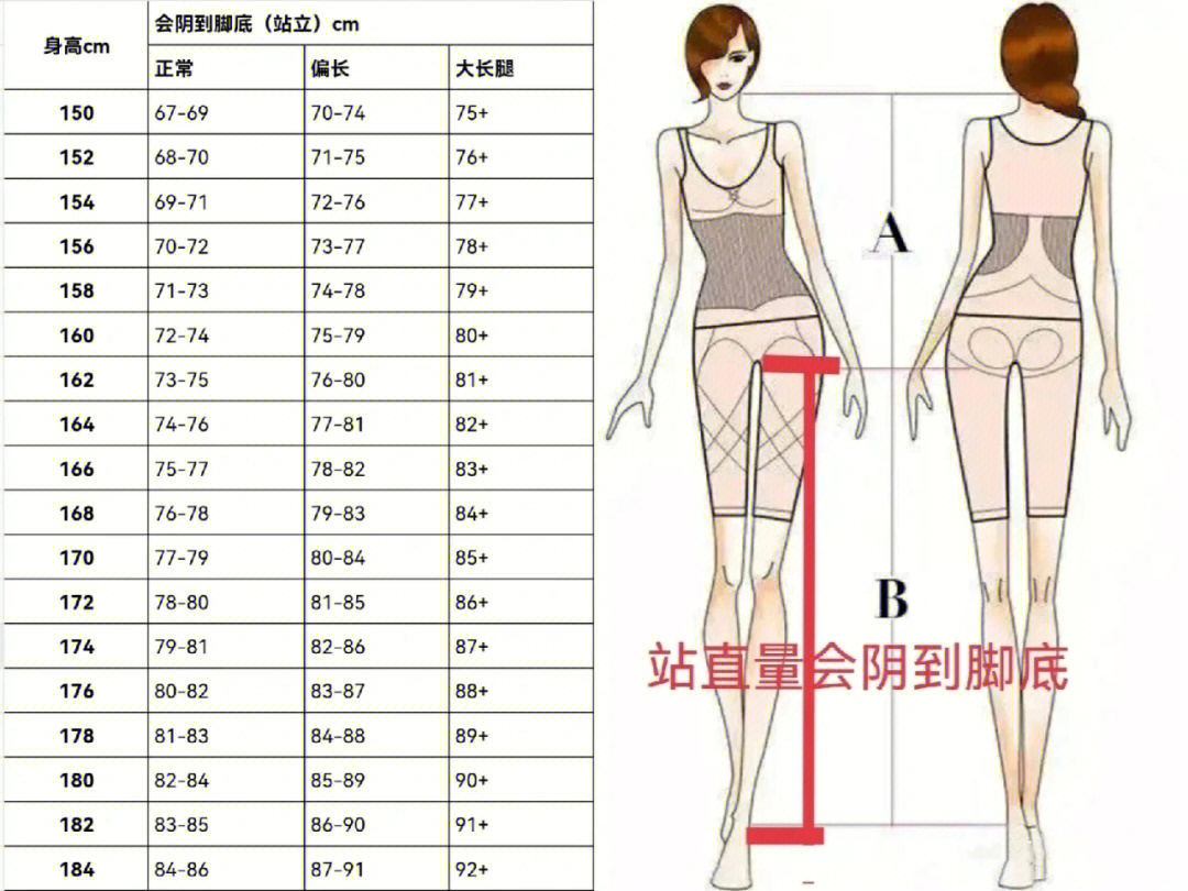 女生腿长标准表图片