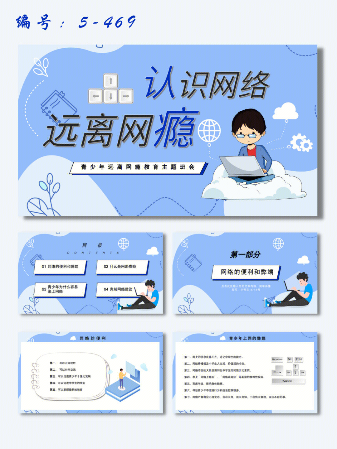 认识网络拒绝网瘾青少年主题班会ppt模板
