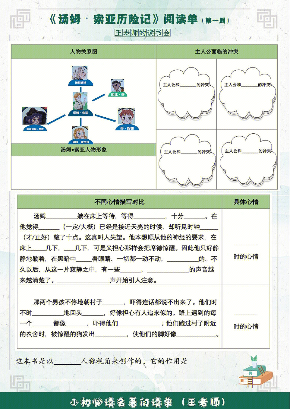 汤姆索亚历险记导读单图片