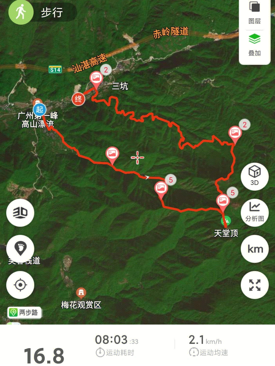周末打卡了广州最高峰天堂顶徒步路线