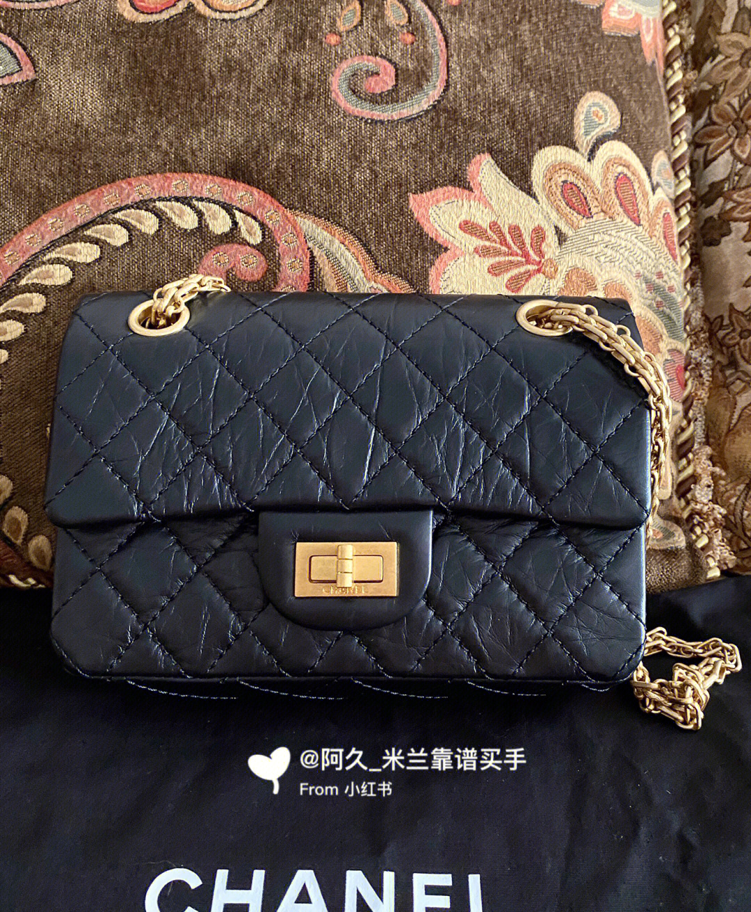 chanel经典款黑金2.55大mini