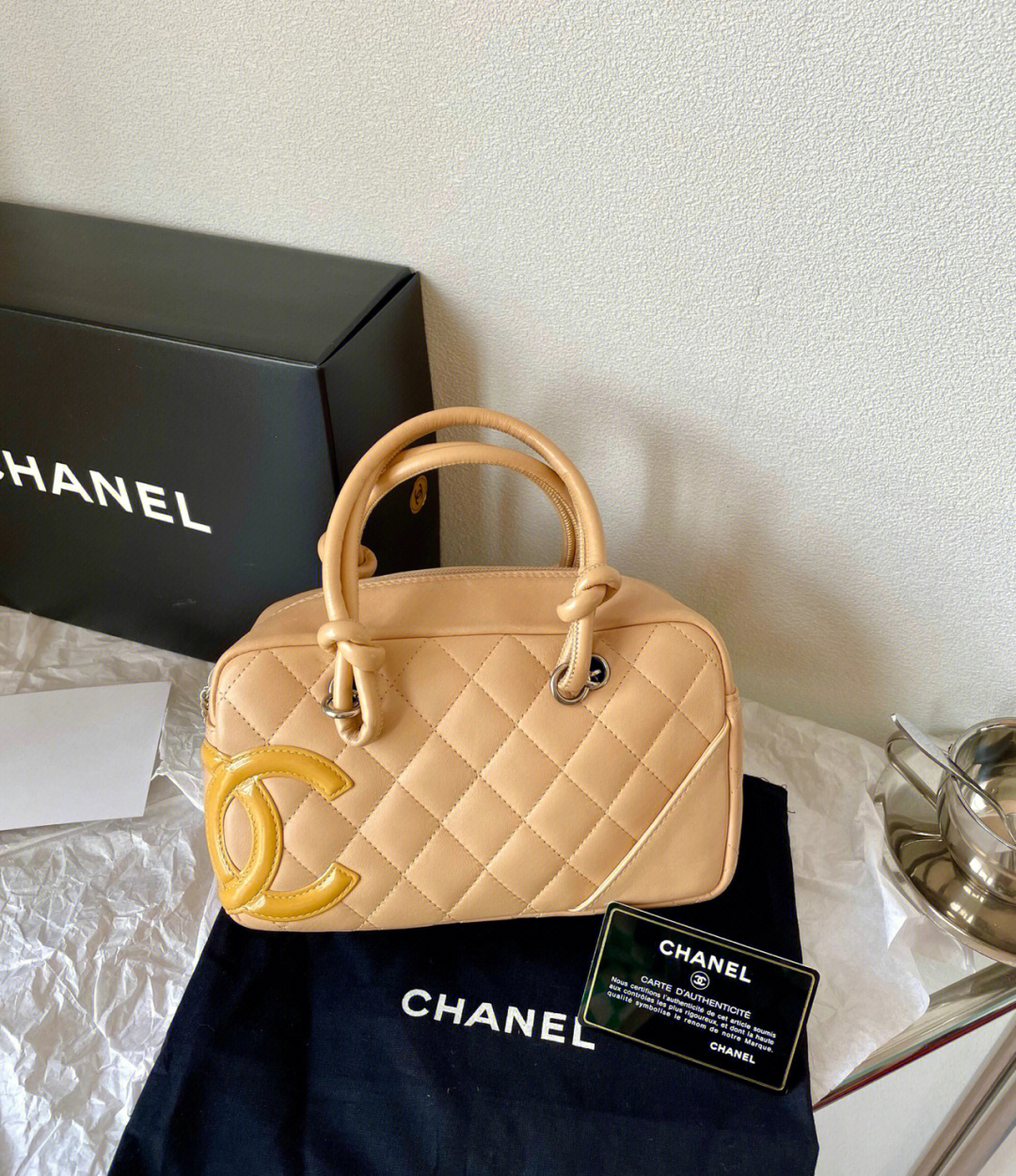 chanel康鹏mini手提中古优雅温柔奶茶色