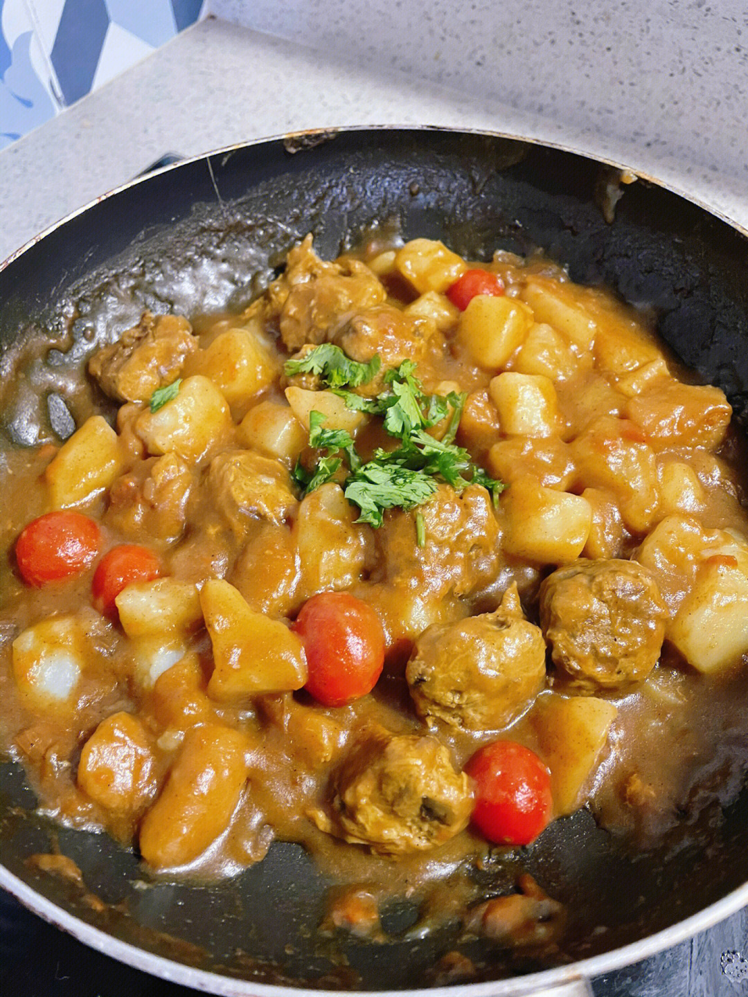 好好运动和烹饪素咖喱羊肉:素羊肉(半包)golden curry酱(1包)土豆(2颗