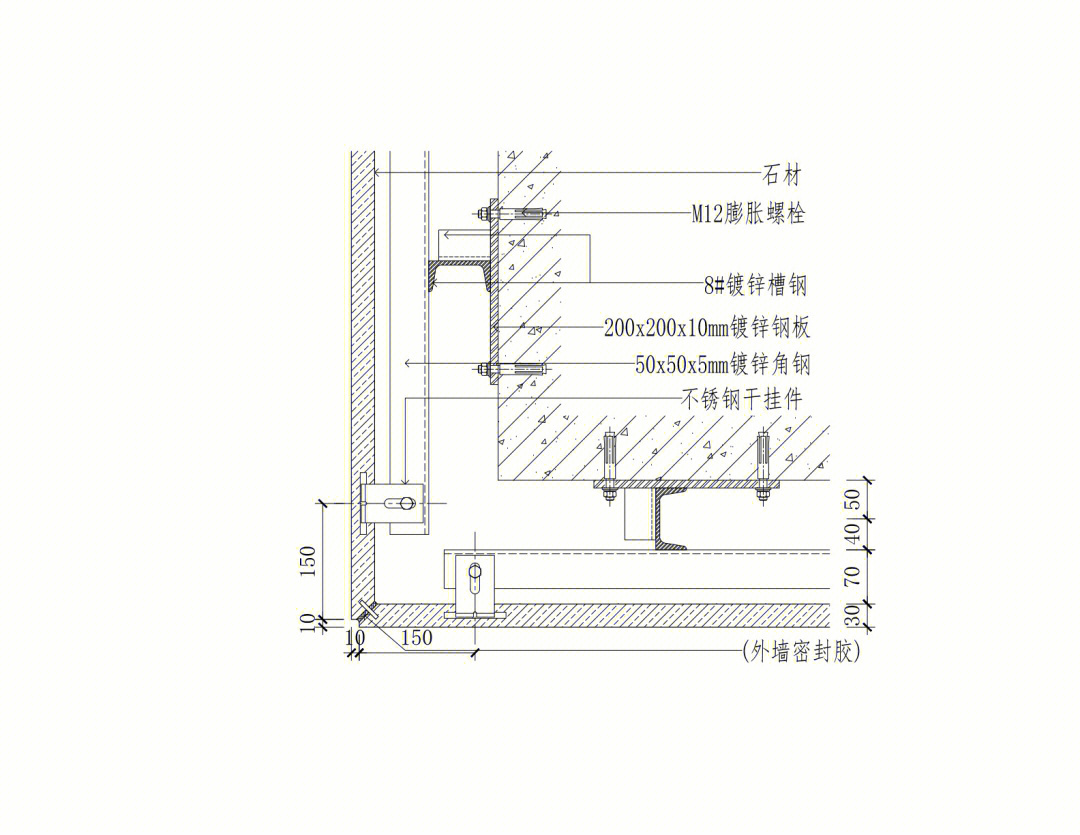 瓷砖干挂大样图图片